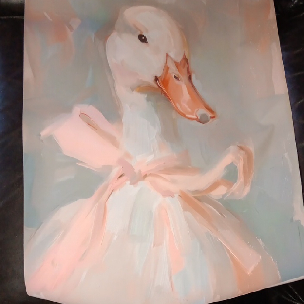 Elegant Duck Art Print with Pink Accents